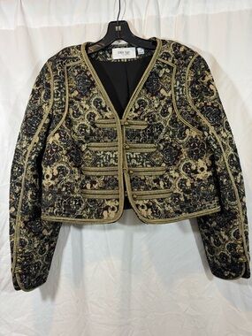 Carlisle Black and Gold Brocade Military-Style Cropped Jacket 14